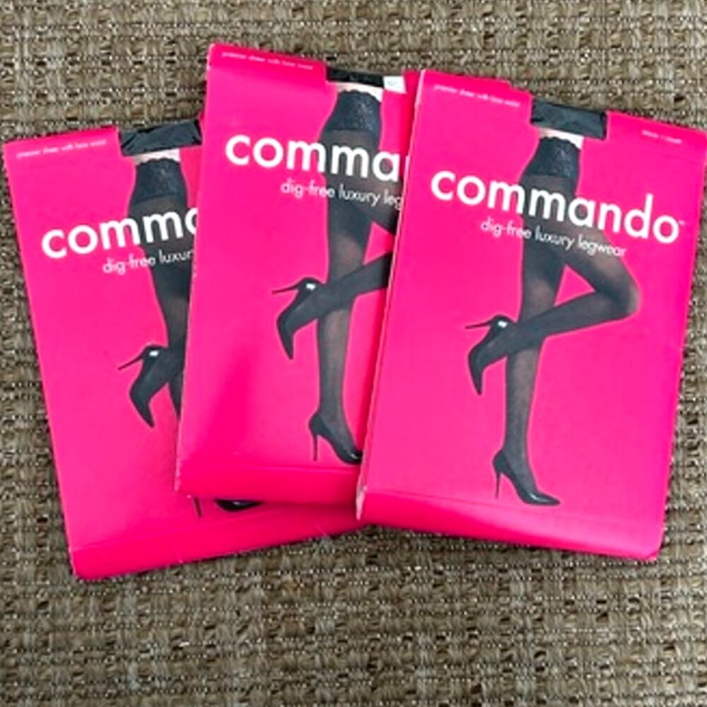 Commando Premier Sheer Lace Waist Tights Black Small New Dig-Free Hosiery